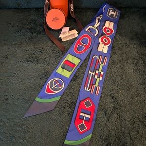 Hermès Blue Silk Twilly Scarf